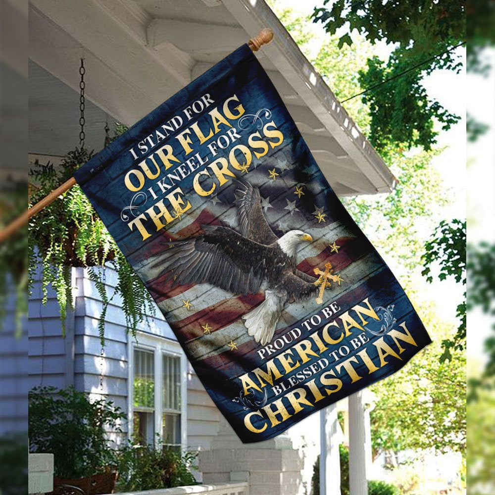 US Veteran Flag, I Stand For Our Flag I Kneel For The Cross Flag, Veteran Garden Flags