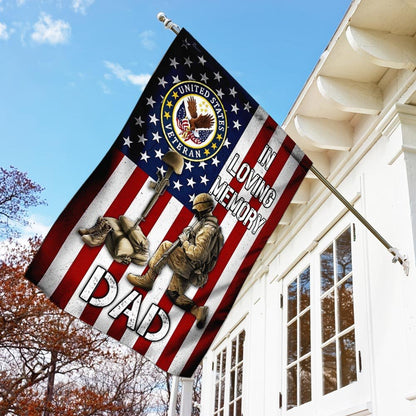 US Veteran Flag, In Loving Memory Veteran Dad Flag, Veteran Garden Flags