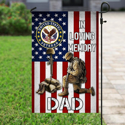 US Veteran Flag, In Loving Memory Veteran Dad Flag, Veteran Garden Flags