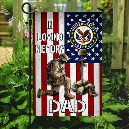 US Veteran Flag, In Loving Memory Veteran Dad Flag, Veteran Garden Flags