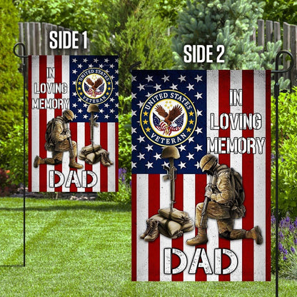 US Veteran Flag, In Loving Memory Veteran Dad Flag, Veteran Garden Flags