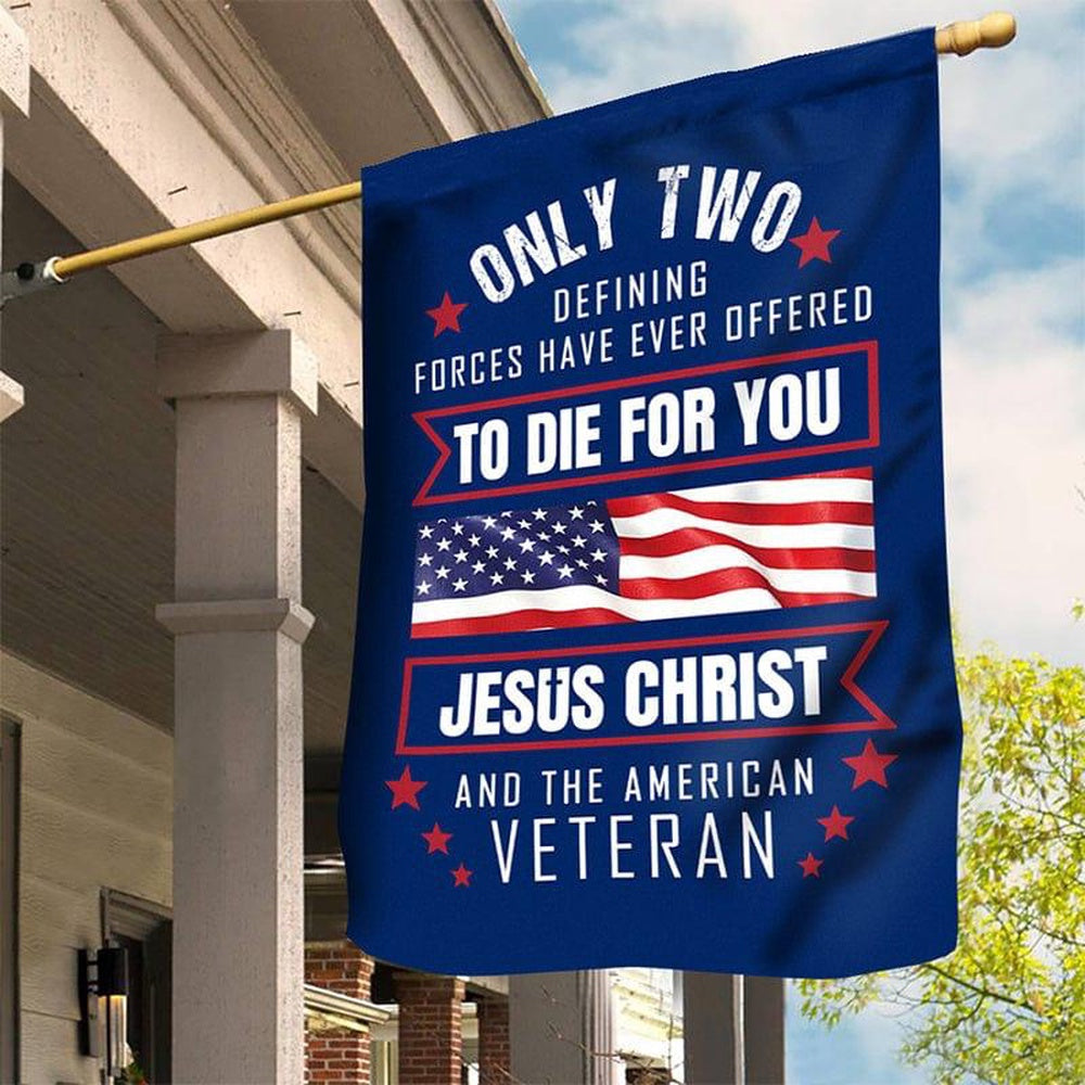 US Veteran Flag, Jesus Christ And Flag, Veteran Garden Flags