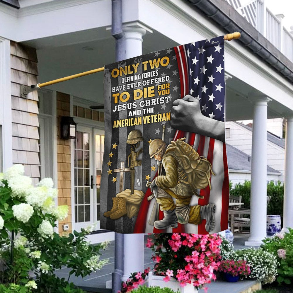 US Veteran Flag, Jesus Christ And The American Veteran Flag, Veteran Garden Flags