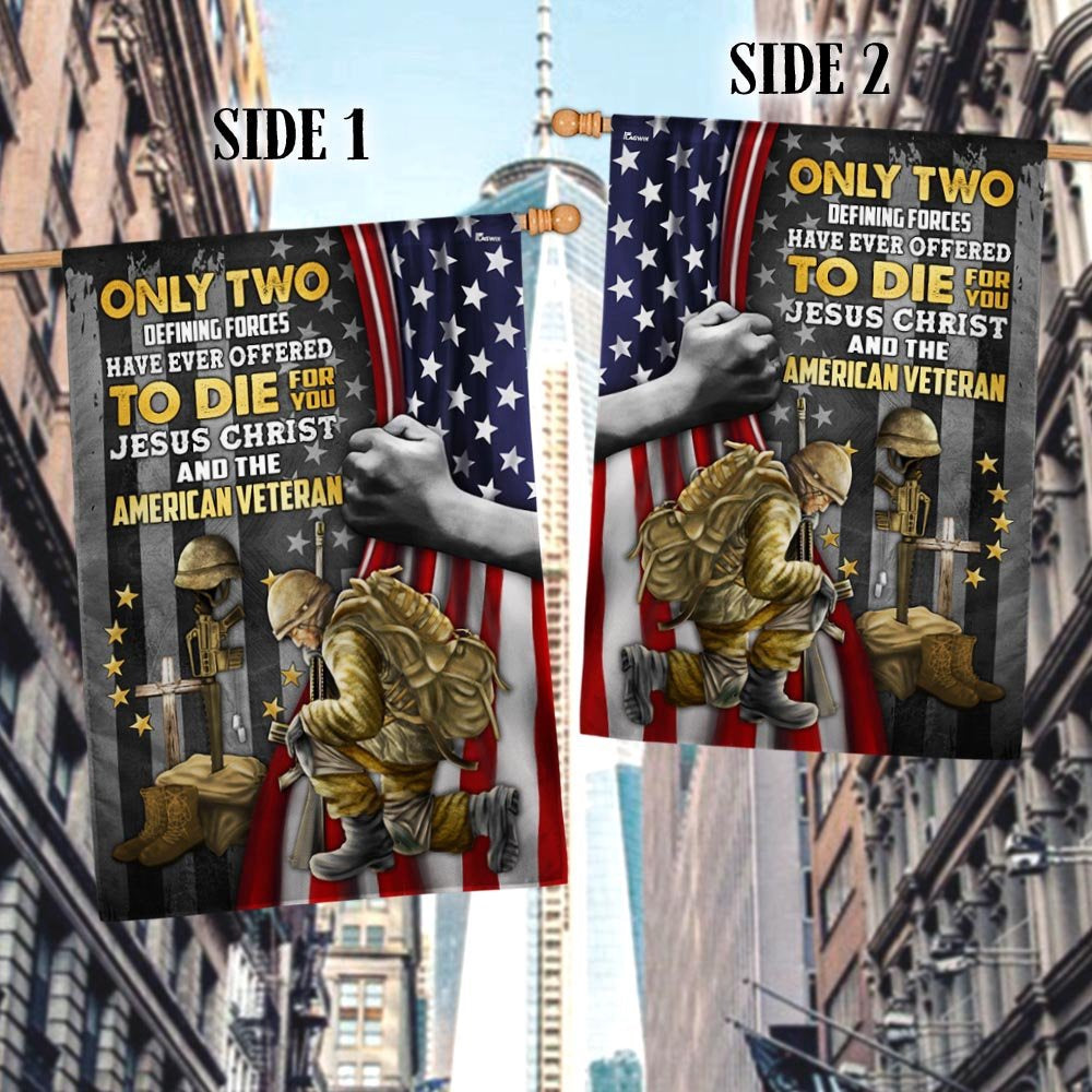 US Veteran Flag, Jesus Christ And The American Veteran Flag, Veteran Garden Flags