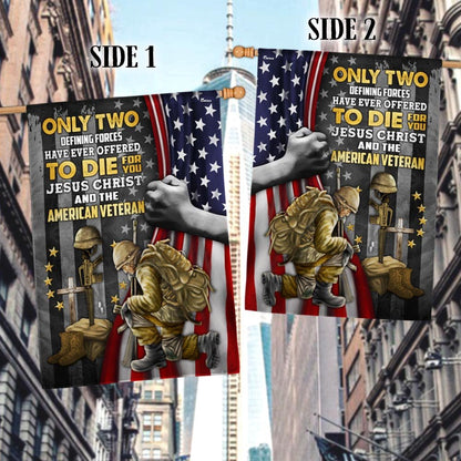 US Veteran Flag, Jesus Christ And The American Veteran Flag, Veteran Garden Flags