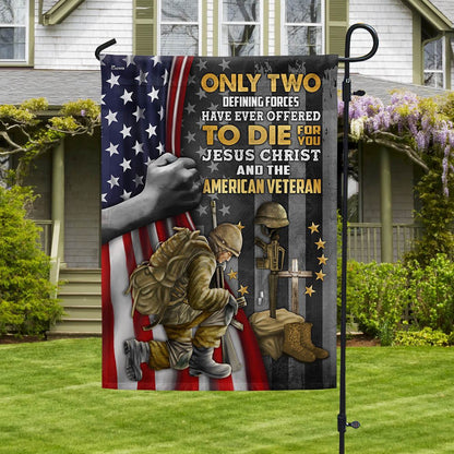 US Veteran Flag, Jesus Christ And The American Veteran Flag, Veteran Garden Flags