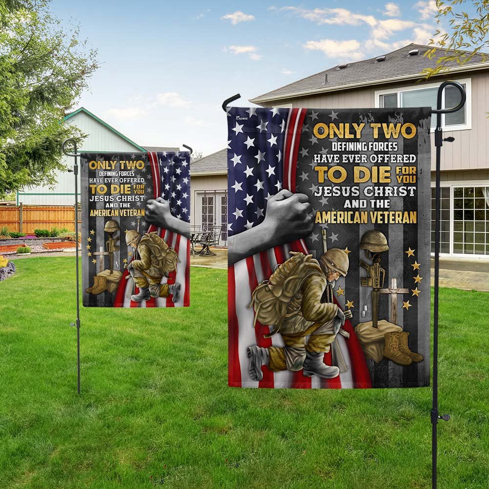 US Veteran Flag, Jesus Christ And The American Veteran Flag, Veteran Garden Flags