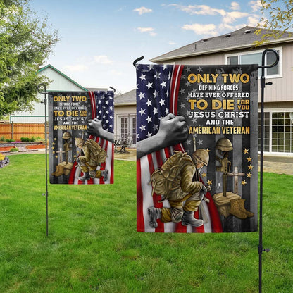 US Veteran Flag, Jesus Christ And The American Veteran Flag, Veteran Garden Flags