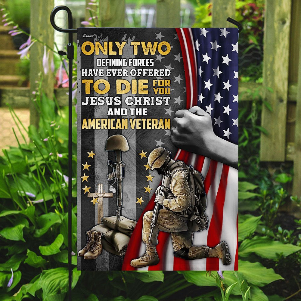 US Veteran Flag, Jesus Christ And The American Veteran Flag, Veteran Garden Flags