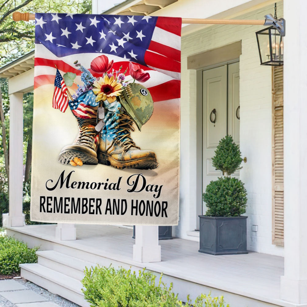 US Veteran Flag, Memorial Day Flag Remember And Honor Thank You Veterans Boots Flag, Veteran Garden Flags