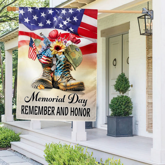 US Veteran Flag, Memorial Day Flag Remember And Honor Thank You Veterans Boots Flag, Veteran Garden Flags