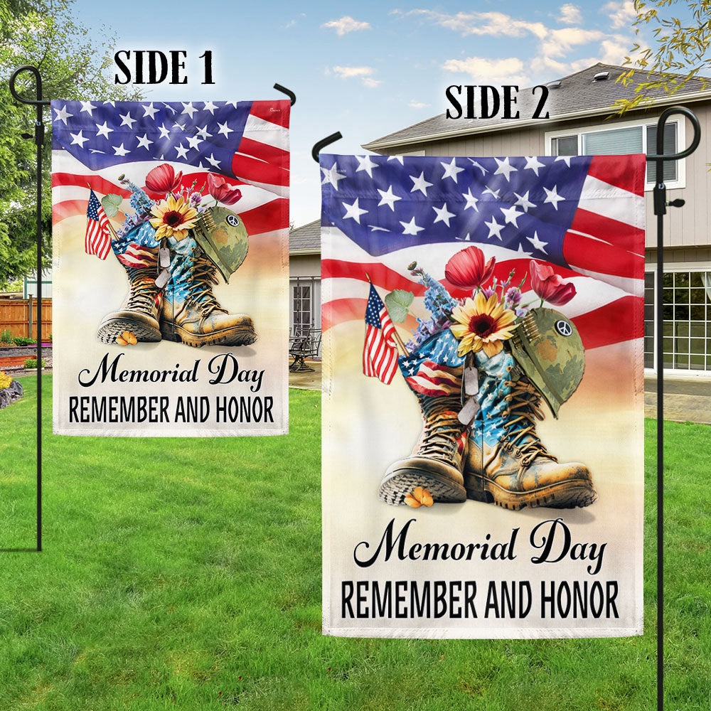 US Veteran Flag, Memorial Day Flag Remember And Honor Thank You Veterans Boots Flag, Veteran Garden Flags