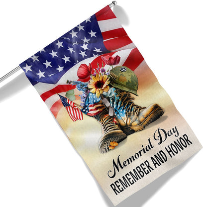 US Veteran Flag, Memorial Day Flag Remember And Honor Thank You Veterans Boots Flag, Veteran Garden Flags
