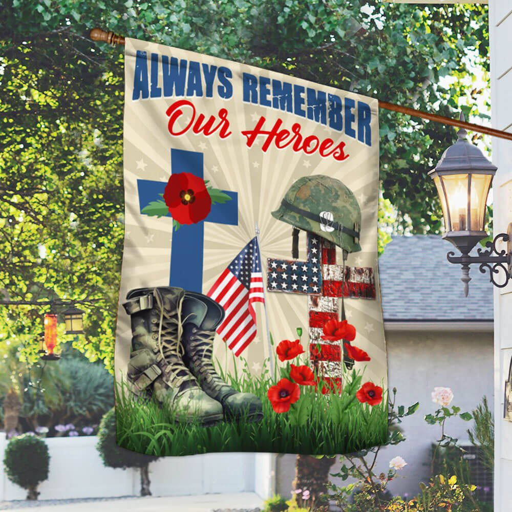 US Veteran Flag, Memorial Day Remember Soldiers Always Remember Our Heroes Veteran Flag, Veteran Garden Flags