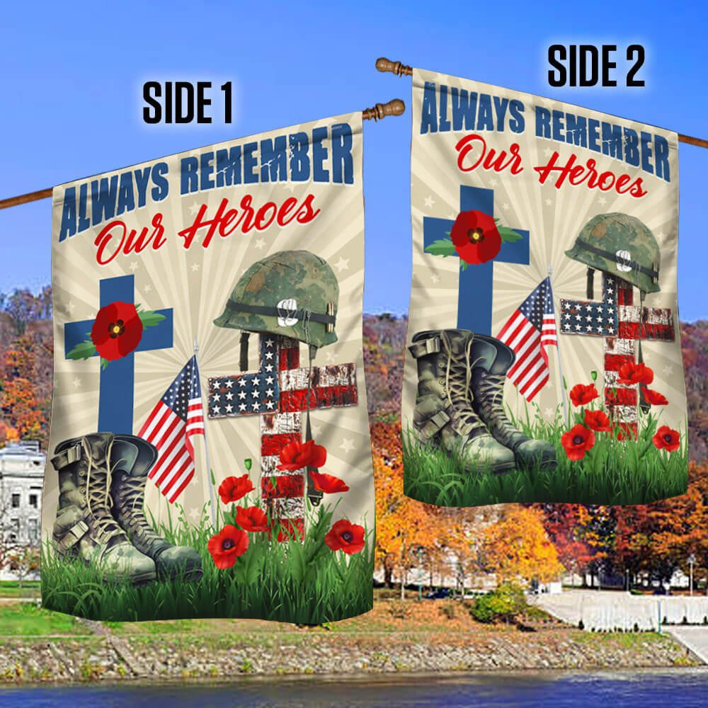 US Veteran Flag, Memorial Day Remember Soldiers Always Remember Our Heroes Veteran Flag, Veteran Garden Flags
