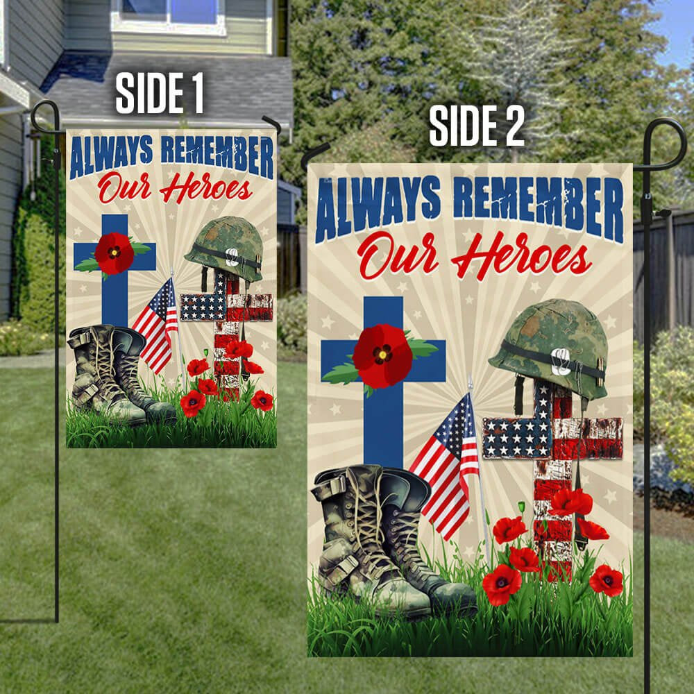US Veteran Flag, Memorial Day Remember Soldiers Always Remember Our Heroes Veteran Flag, Veteran Garden Flags
