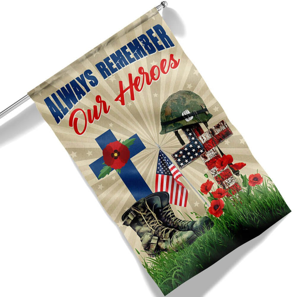 US Veteran Flag, Memorial Day Remember Soldiers Always Remember Our Heroes Veteran Flag, Veteran Garden Flags