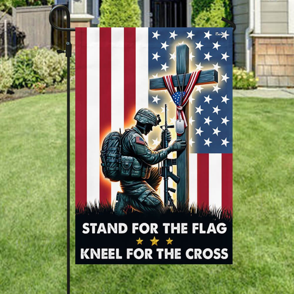 US Veteran Flag, Memorial Day Stand For The Flag, Veteran Christian Cross Memorial American Flag, Veteran Garden Flags