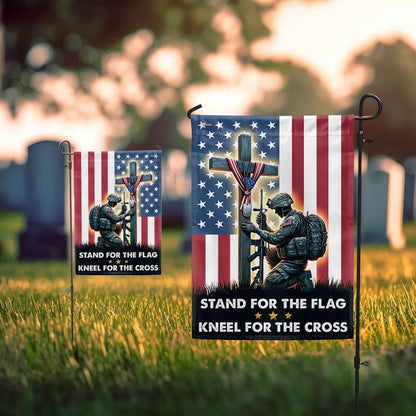 US Veteran Flag, Memorial Day Stand For The Flag, Veteran Christian Cross Memorial American Flag, Veteran Garden Flags