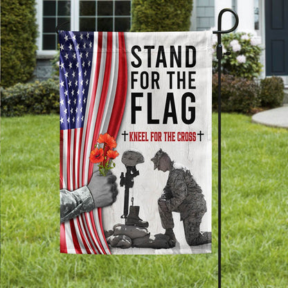 US Veteran Flag, Memorial Day Thank You Veteran Kneel For The Cross Flag, Veteran Garden Flags