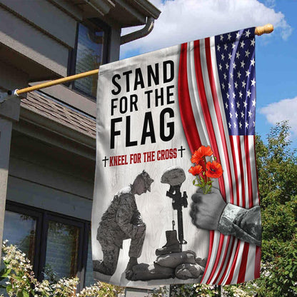US Veteran Flag, Memorial Day Thank You Veteran Kneel For The Cross Flag, Veteran Garden Flags