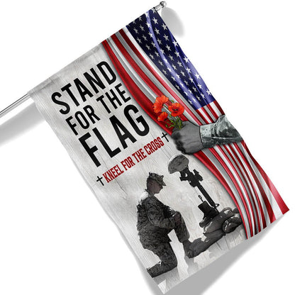 US Veteran Flag, Memorial Day Thank You Veteran Kneel For The Cross Flag, Veteran Garden Flags