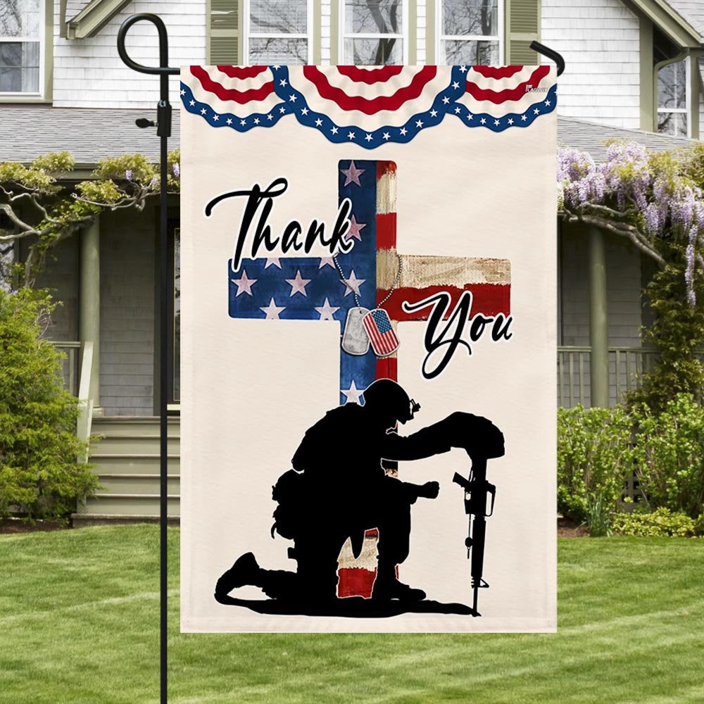 US Veteran Flag, Memorial Day Thank You Veterans Flags, Veteran Garden Flags