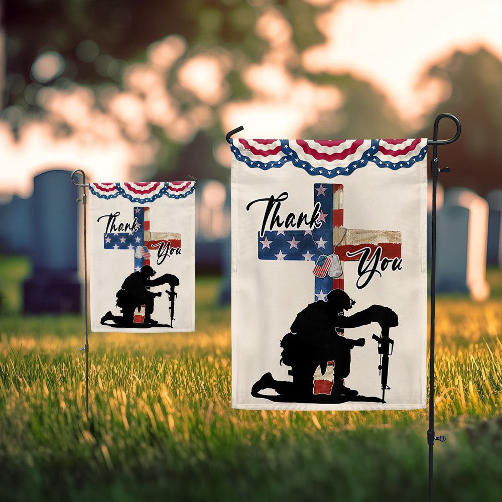 US Veteran Flag, Memorial Day Thank You Veterans Flags, Veteran Garden Flags