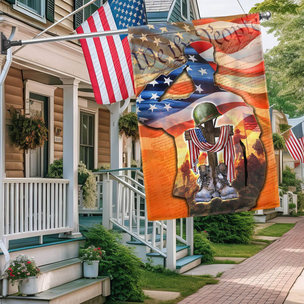 US Veteran Flag, Memorial Day Us Veteran Memorial American We The People Saluting Soldier Flag, Veteran Garden Flags