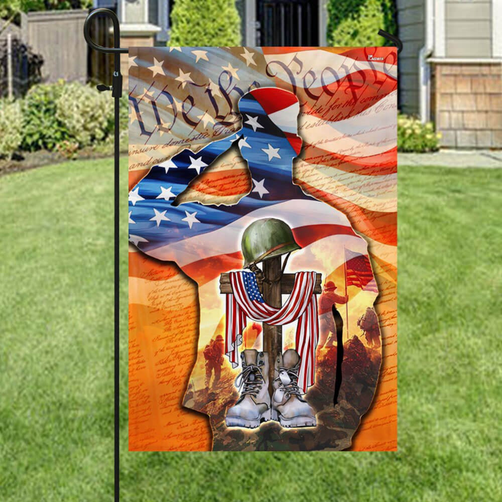 US Veteran Flag, Memorial Day Us Veteran Memorial American We The People Saluting Soldier Flag, Veteran Garden Flags