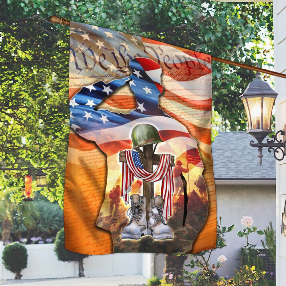 US Veteran Flag, Memorial Day Us Veteran Memorial American We The People Saluting Soldier Flag, Veteran Garden Flags
