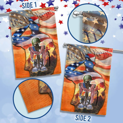 US Veteran Flag, Memorial Day Us Veteran Memorial American We The People Saluting Soldier Flag, Veteran Garden Flags
