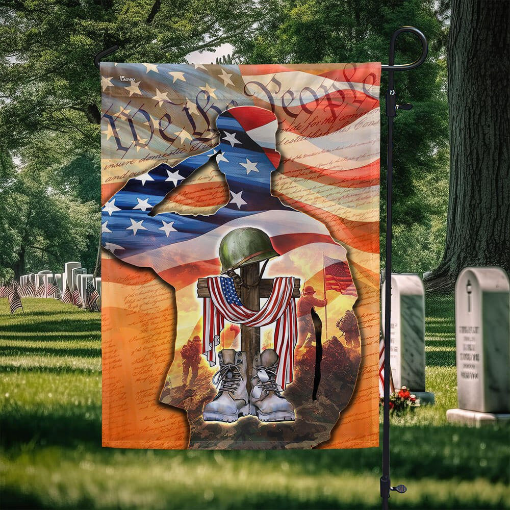 US Veteran Flag, Memorial Day Us Veteran Memorial American We The People Saluting Soldier Flag, Veteran Garden Flags