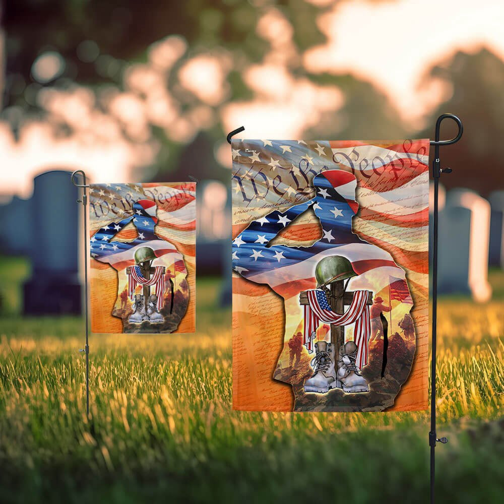 US Veteran Flag, Memorial Day Us Veteran Memorial American We The People Saluting Soldier Flag, Veteran Garden Flags