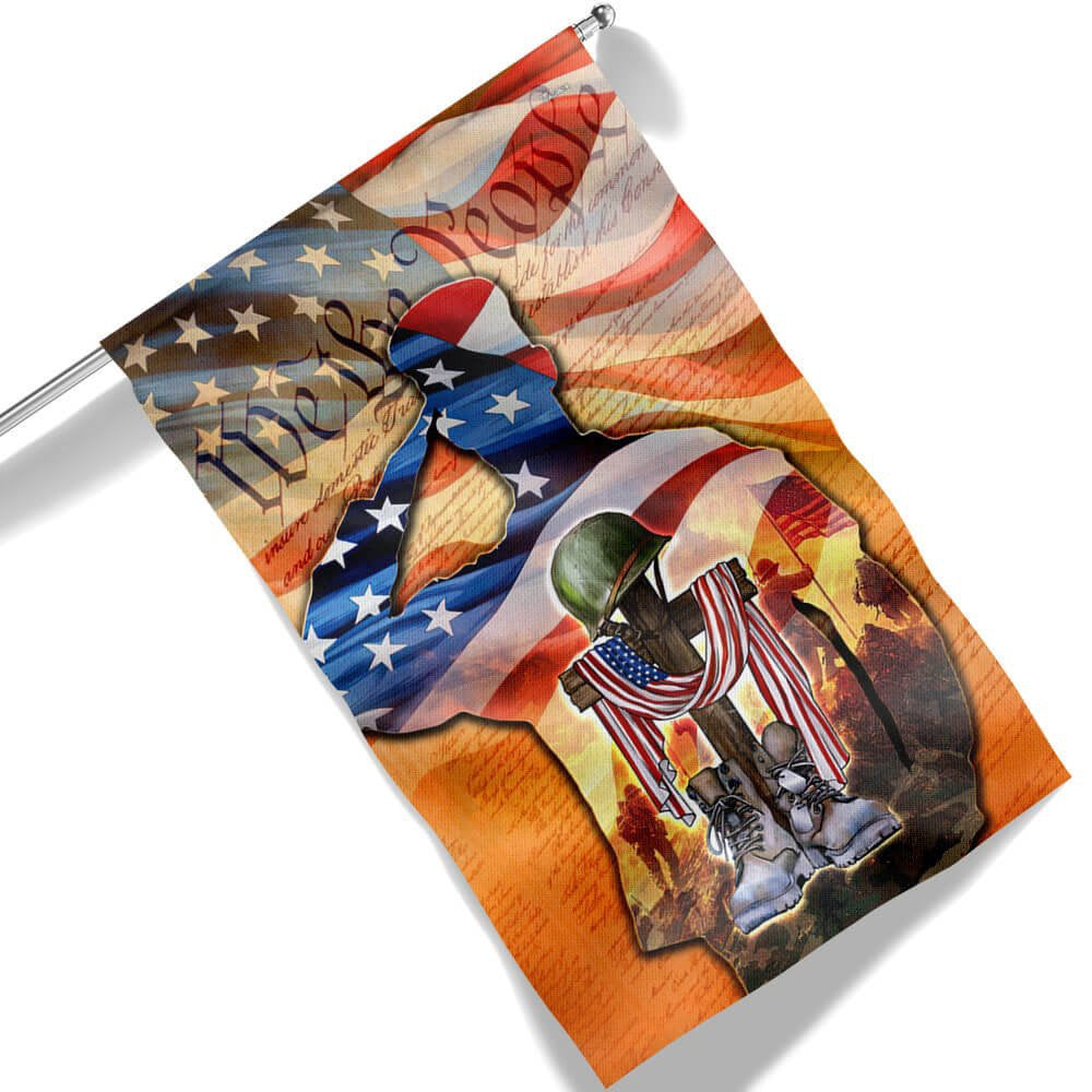US Veteran Flag, Memorial Day Us Veteran Memorial American We The People Saluting Soldier Flag, Veteran Garden Flags