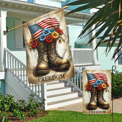 US Veteran Flag, Memorial Day Veteran Freedom Boots 4Th Of July Flag, Veteran Garden Flags