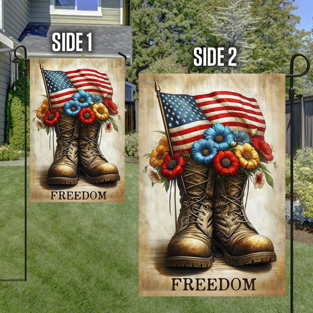 US Veteran Flag, Memorial Day Veteran Freedom Boots 4Th Of July Flag, Veteran Garden Flags