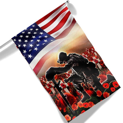 US Veteran Flag, Memorial Day Veteran Remember And Honor 1 Flag, Veteran Garden Flags