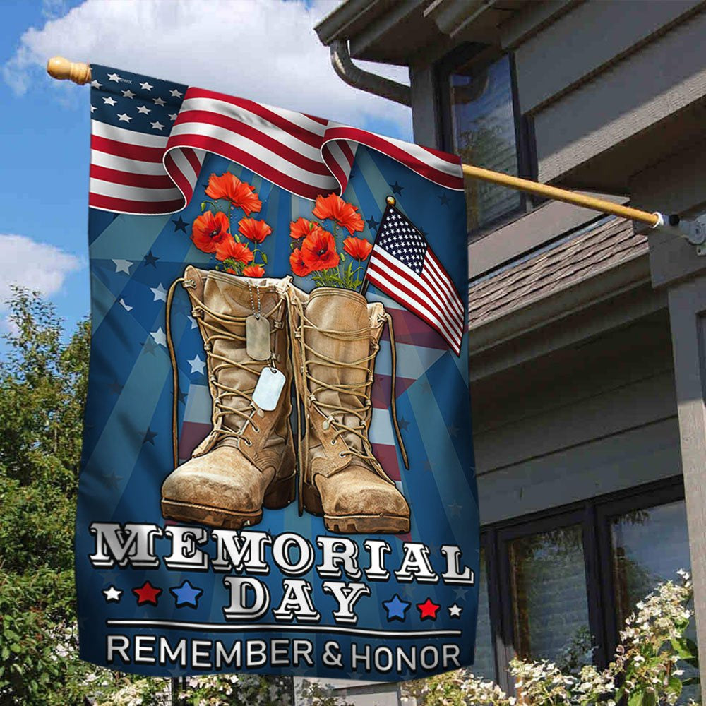 US Veteran Flag, Memorial Day Veteran Remember And Honor 2 Flag, Veteran Garden Flags