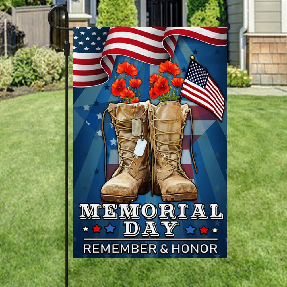 US Veteran Flag, Memorial Day Veteran Remember And Honor 2 Flag, Veteran Garden Flags