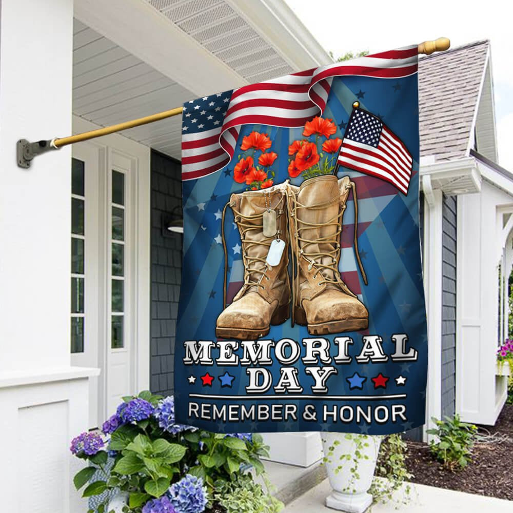 US Veteran Flag, Memorial Day Veteran Remember And Honor 2 Flag, Veteran Garden Flags