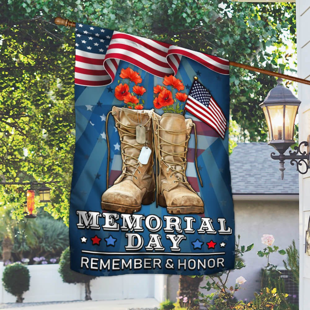 US Veteran Flag, Memorial Day Veteran Remember And Honor 2 Flag, Veteran Garden Flags