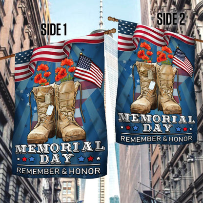 US Veteran Flag, Memorial Day Veteran Remember And Honor 2 Flag, Veteran Garden Flags