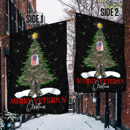 US Veteran Flag, Merry Veteran Christmas Flag, Veteran Garden Flags
