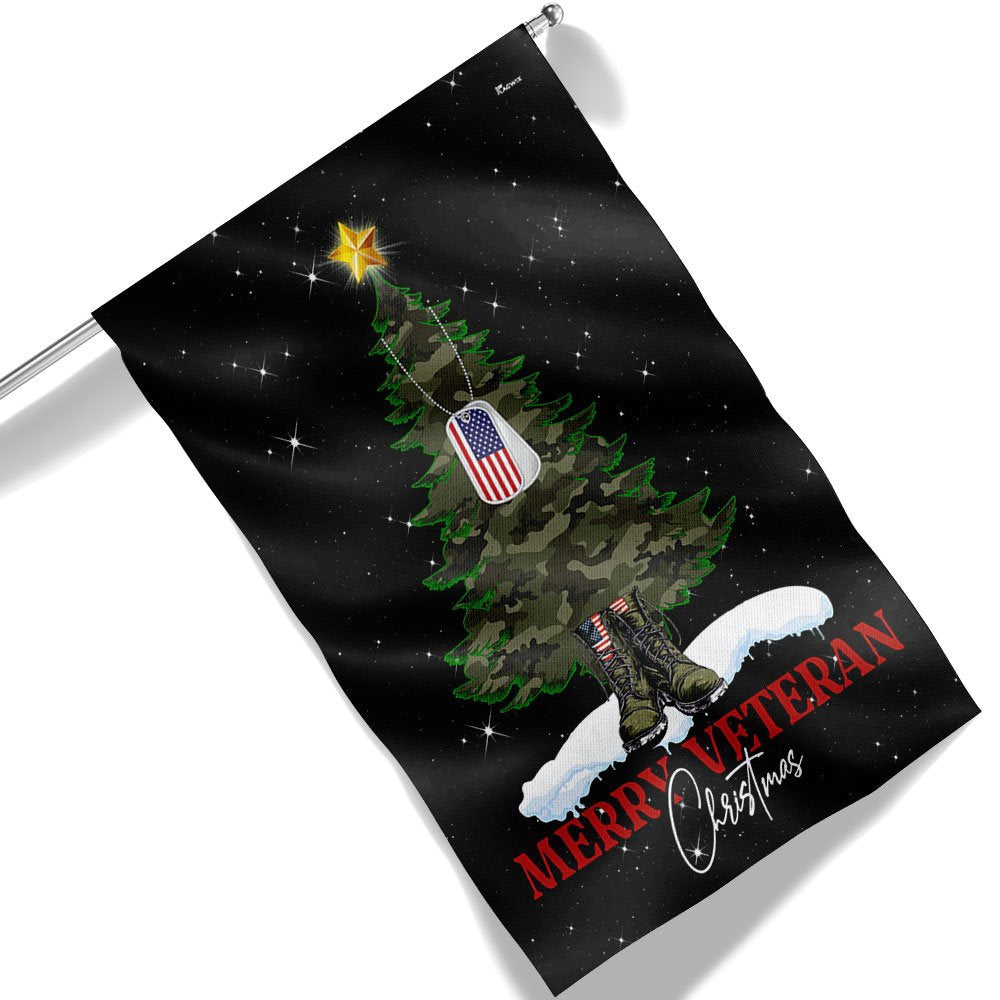US Veteran Flag, Merry Veteran Christmas Flag, Veteran Garden Flags