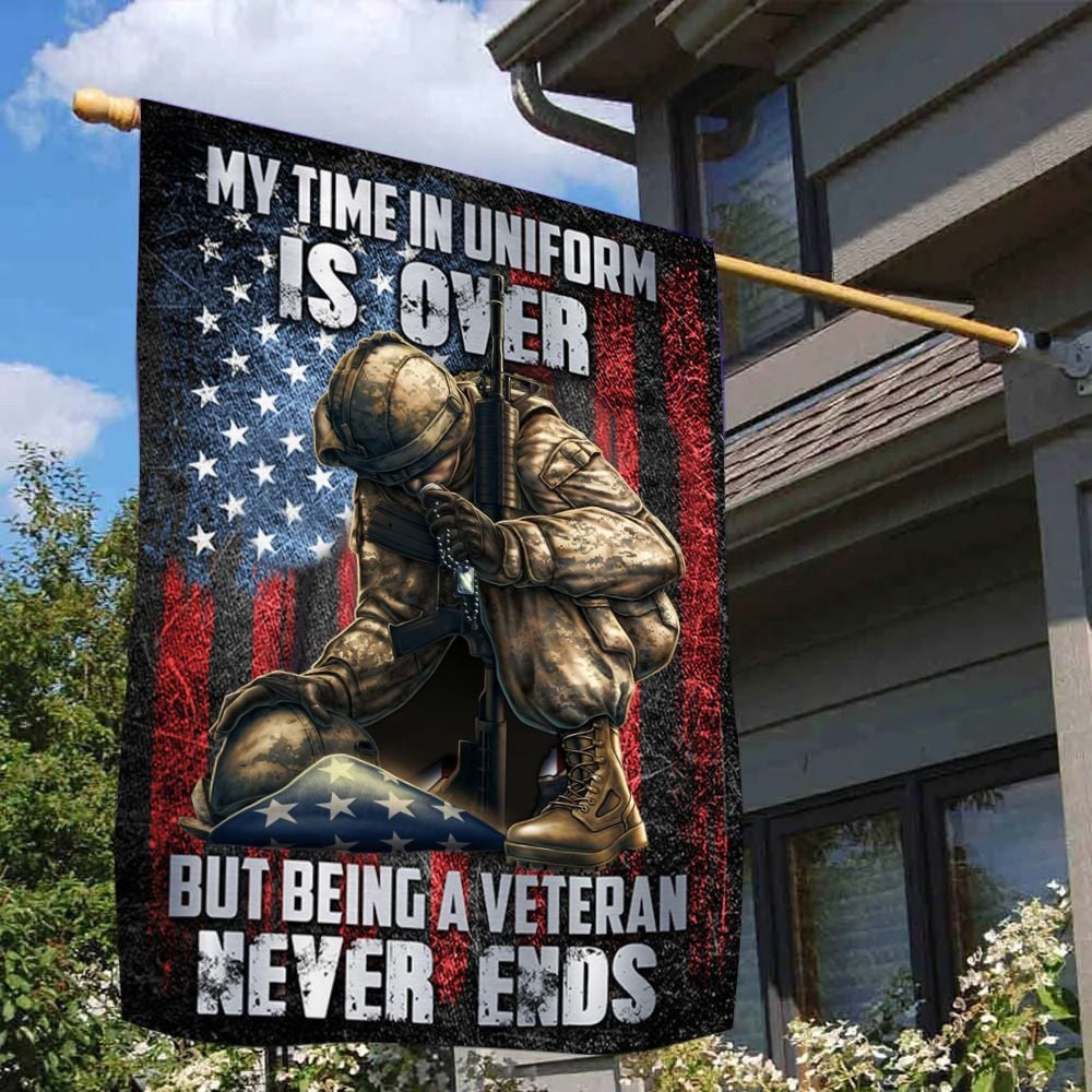 US Veteran Flag, Premium A Veteran Never Ends Flag, Veteran Garden Flags