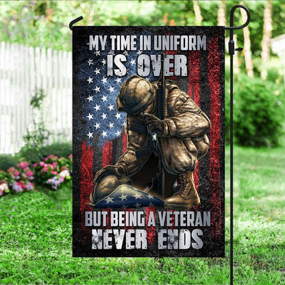US Veteran Flag, Premium A Veteran Never Ends Flag, Veteran Garden Flags