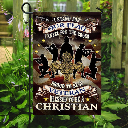 US Veteran Flag, Proud To Be A Veteran Blessed To Be A Christian Flag, Veteran Garden Flags