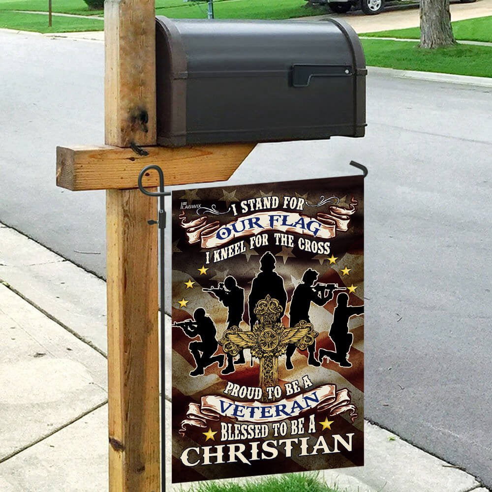 US Veteran Flag, Proud To Be A Veteran Blessed To Be A Christian Flag, Veteran Garden Flags