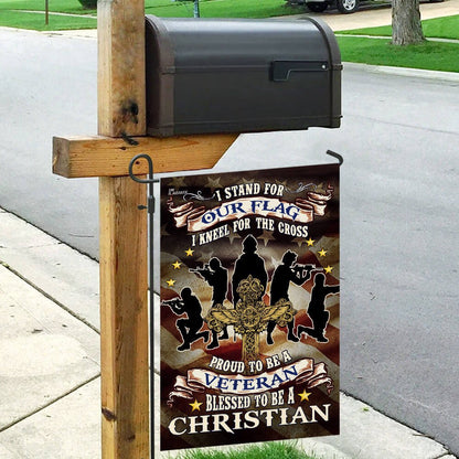 US Veteran Flag, Proud To Be A Veteran Blessed To Be A Christian Flag, Veteran Garden Flags